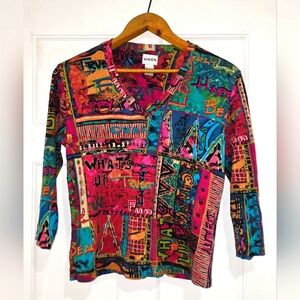 Chico's Multicolor Graphic Top SIZE 1
